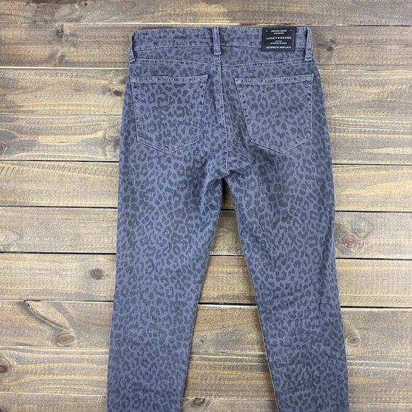 Lucky Brand Animal Print Gray Ava Skinny Jeans Women's Sz 2 Ankle Skinny Jeans - Picture 6 of 7